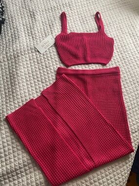 Torn by Ronny Kobo Fuchsia Knit Maxi two piece